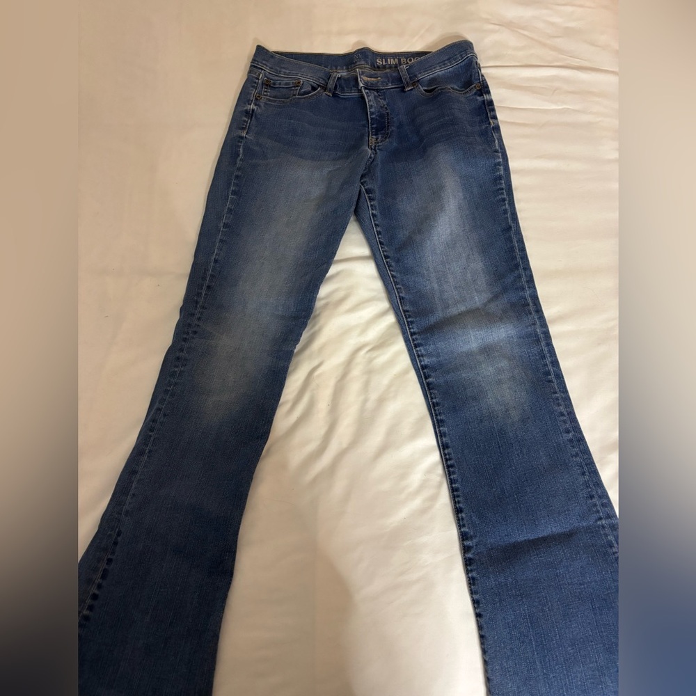 New York & Company Flare Jeans in Medium Blue Wash